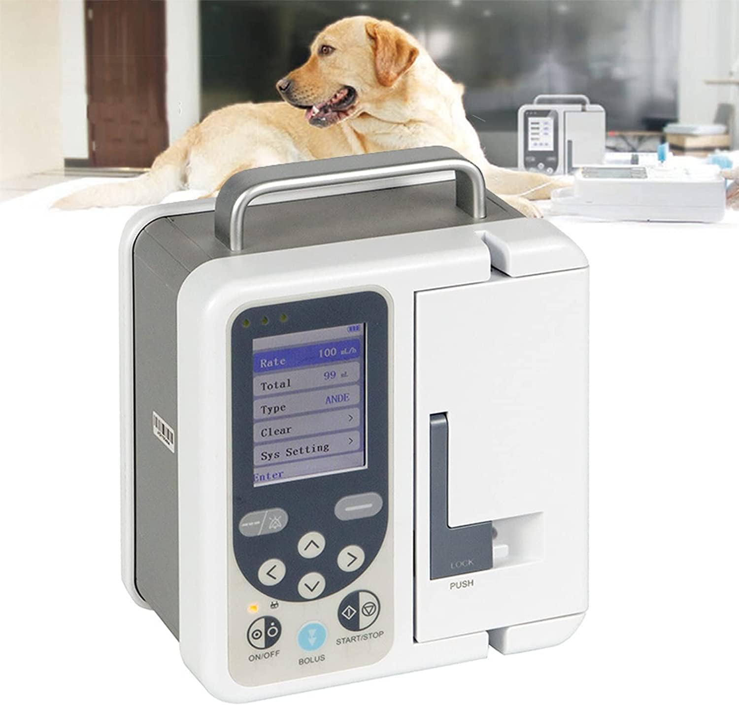 Pompe à perfusion péristaltique électronique avec détecteur de bulles d'air pour usage vétérinaire dans les hôpitaux et cliniques pour animaux