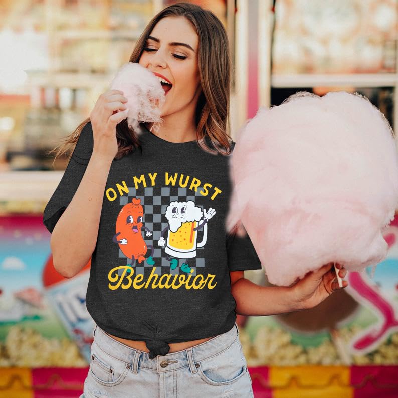 German Oktoberfest Shirt Women Funny Oktoberfest Group Shirts Let's Get Schnitzel Faced Short Sleeve Tee Tops2