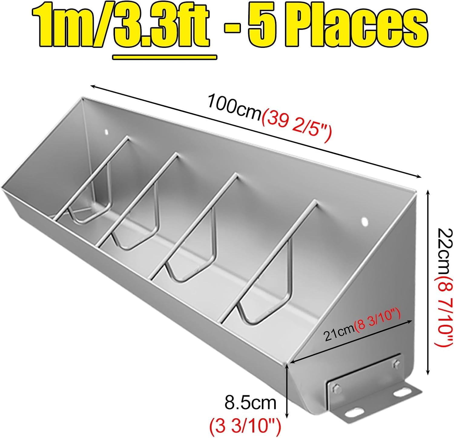 SRNSAEB Heavy Duty Pig Feeders Outside/Interior, 3' 4' 6' Long Hog Trough for Feed Hold 5 8 10 Pigs, Animals Livestock Feeding Troughs for Swine Farms/Chicken Coop(1m/3.3ft 5bit)