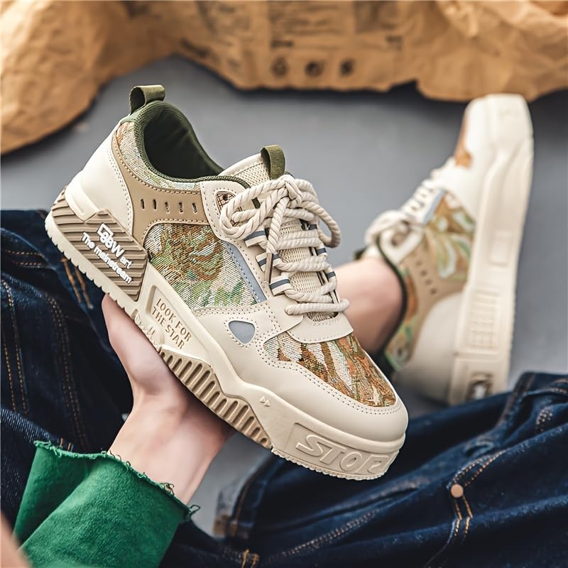 Alphabet Print Street Skate Shoes - Trendy Men's Skateboarding Footwear Non-Slip Laces, and Casual Style for Outdoor Activities - Street Fashion Enthusiasts Plus Size3