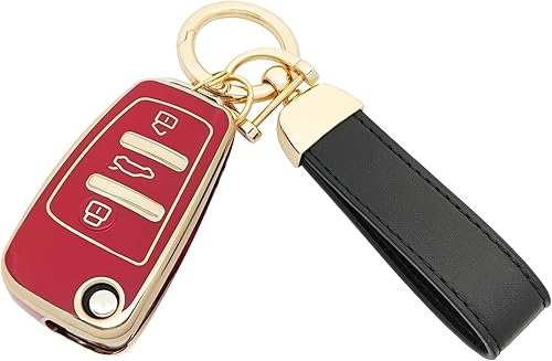 vurbemes Funda protectora de TPU suave de 360 grados compatible con Audi A1 A3 A4 A6 A8 TT Q7 S6 llavero vurbemes Funda protectora de TPU suave de 360 grados compatible con Audi A1 A3 A4 A6 A8 TT Q7 S6 llavero