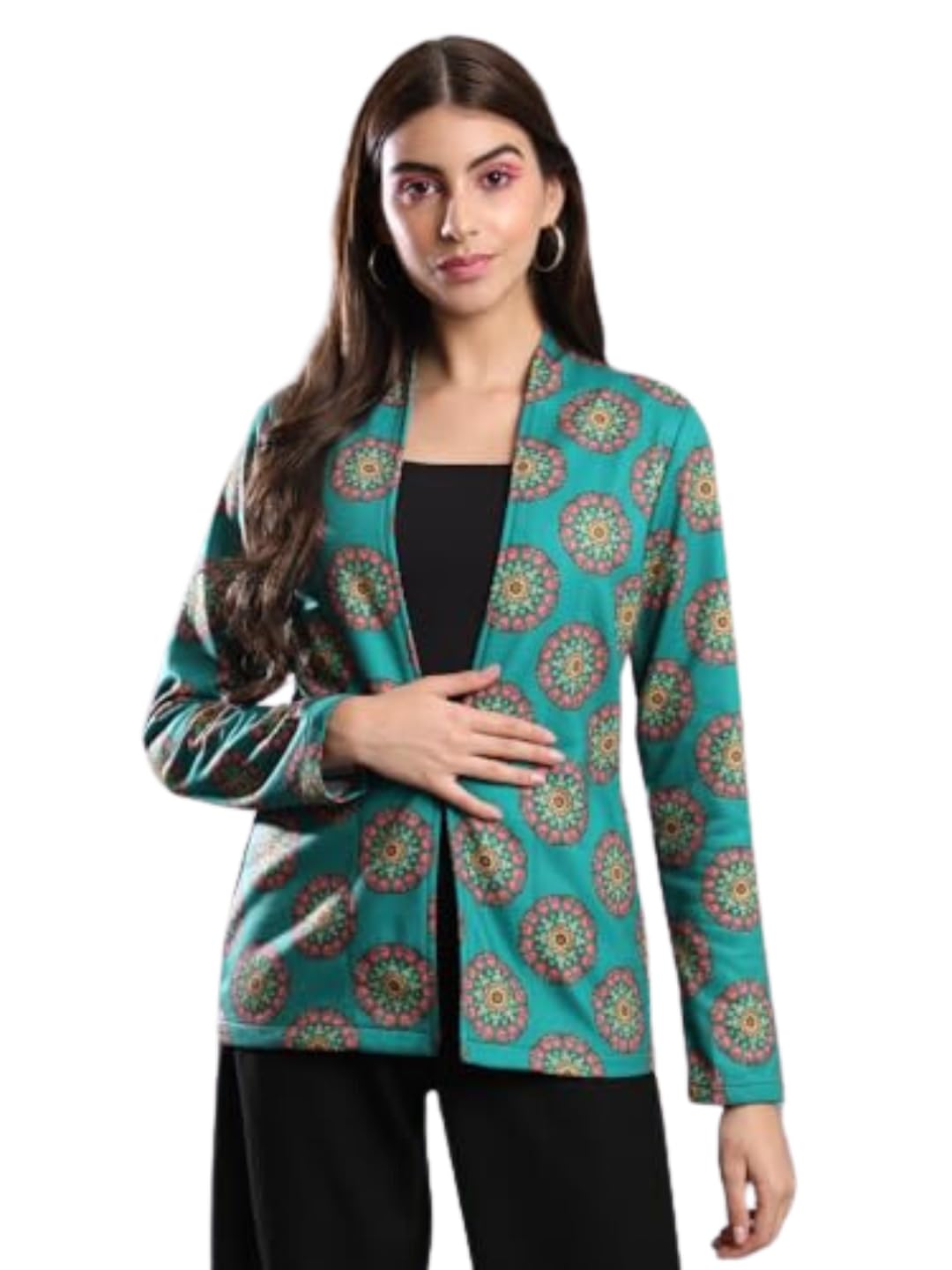 tandul Women's Women Coat - Multicolor Polyester Full Sleeve Women Coat Single Breasted Printed Women Coat (7292)-picture-28