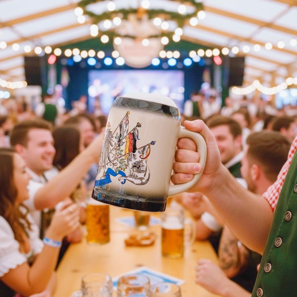 Bierkrug mit Deutschland-Motiv 0,5L – Klassischer Steinkrug als Geschenk für Papa, Männer & Bierliebhaber – Ideal für Geburtstag, Bierfest & besondere Anlässe (Schwarz)