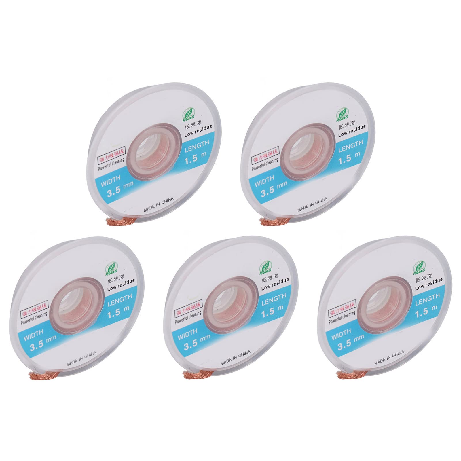 Yosoo Health Gear Stoppino per Saldatura Stoppino Dissaldante in Rame 5 Pezzi 3,5 Mm X 1, M Treccia per Rimozione Saldatura BGA PCB Dimensioni Compatte Facile da Trasportare per Riparazioni