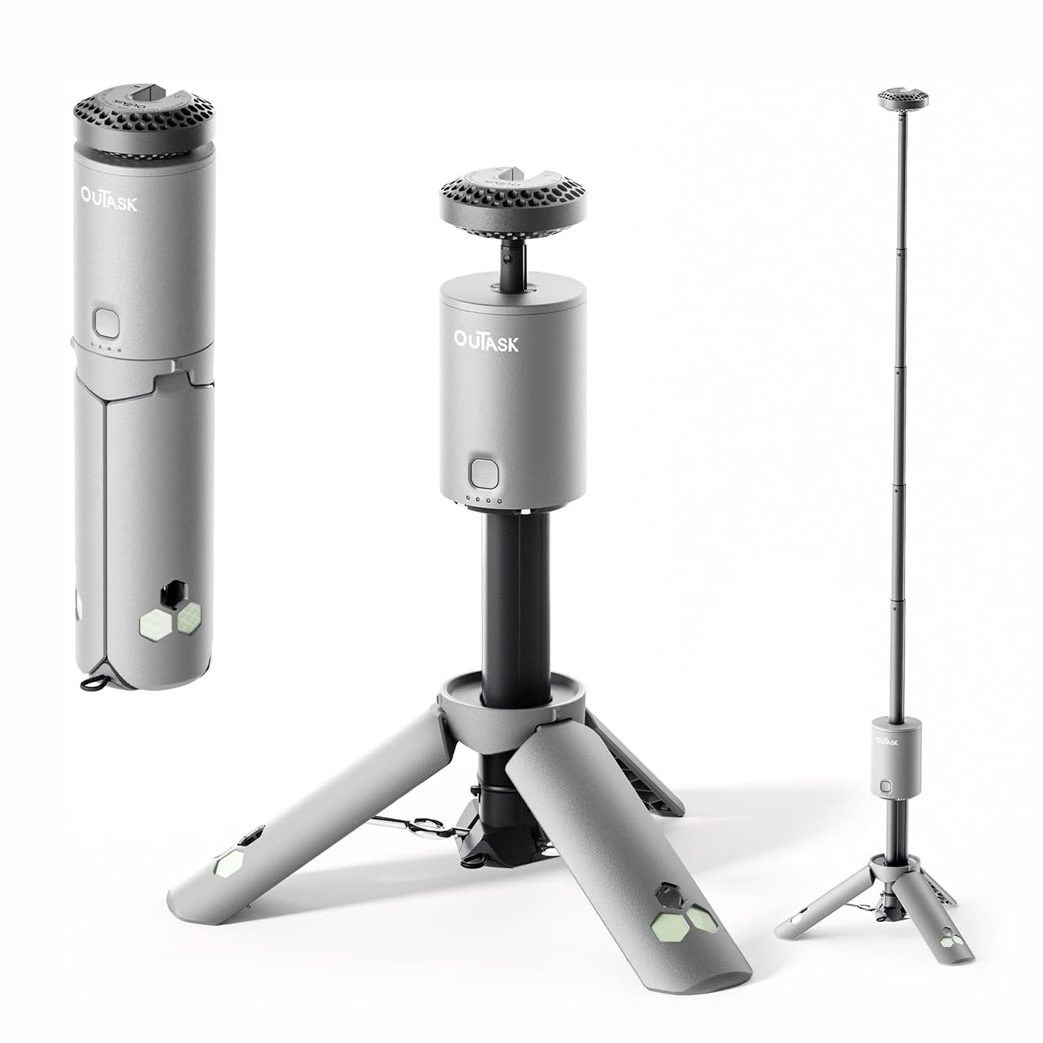 Outask Light Grey Portable Camping Lantern Rechargeable, With 3 Modes, Type C Charging,720° Stereo Lighting, Camping Lamp & Flash Light For Adventure, Emergency, Camping, Hiking,
