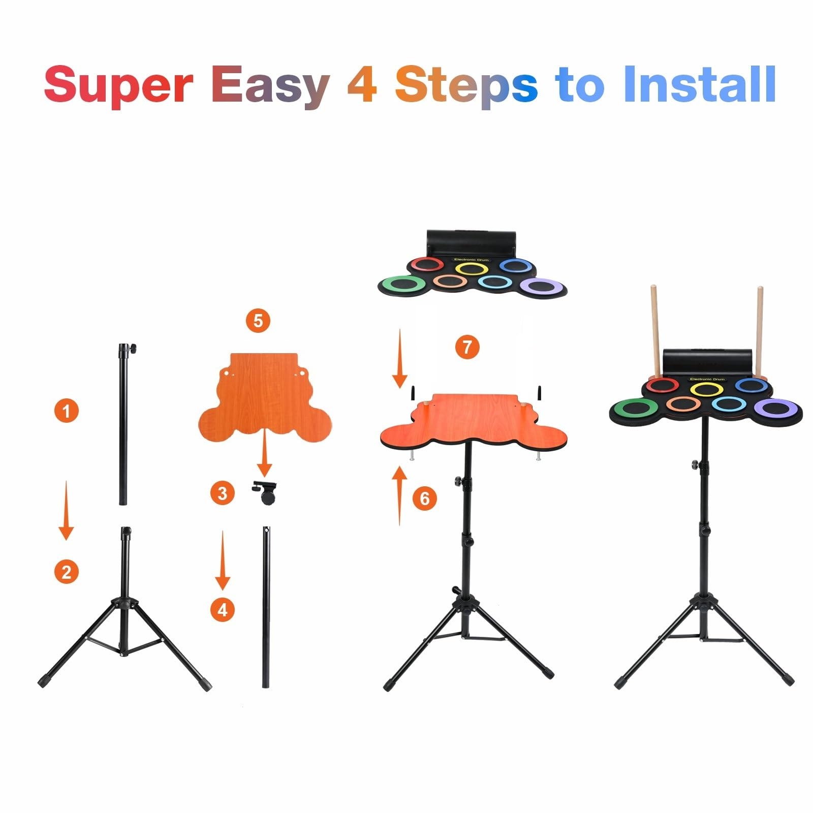 Amazon | Rocktata® ドラムスタンドキット 7パッドロールアップ