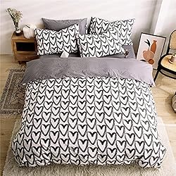 Funda Nordica Para Cama De 135 Ikea Wotcsil Corazón Negro Funda Nordica Reversibles para Cama 80/90 con Patrón Amor y Lunares Funda Edredon 135x200 cm y 1 x Funda de Almohada de 50x75 cm, Corazón Negro