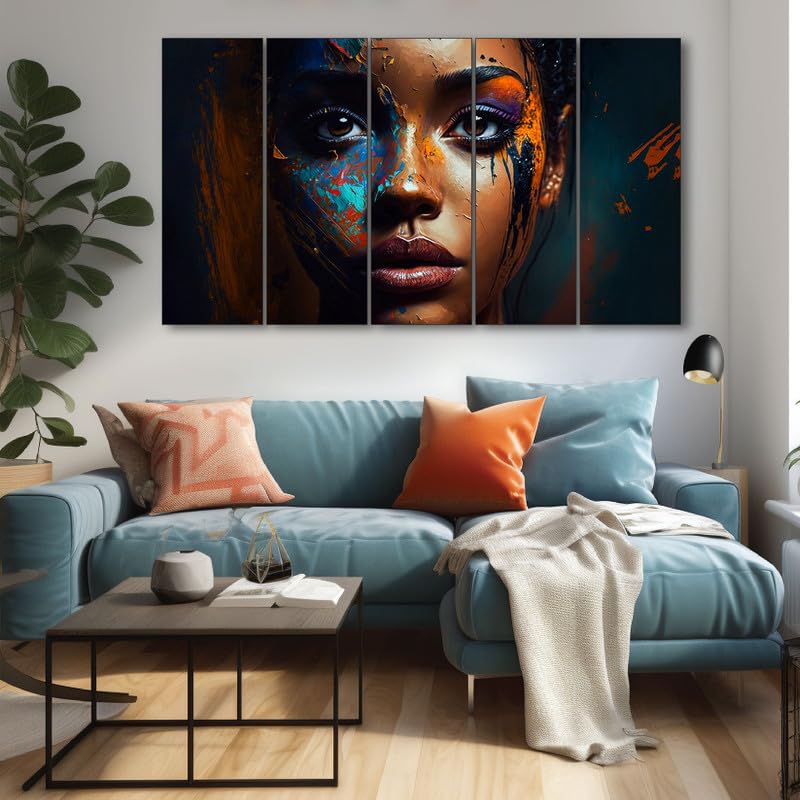 Image of The Castle Decor Women Abstract art painting with frame Big Size 36x60 Wall art for living room,Bedroom,Drawing room,Hotels-Wooden Framed-686