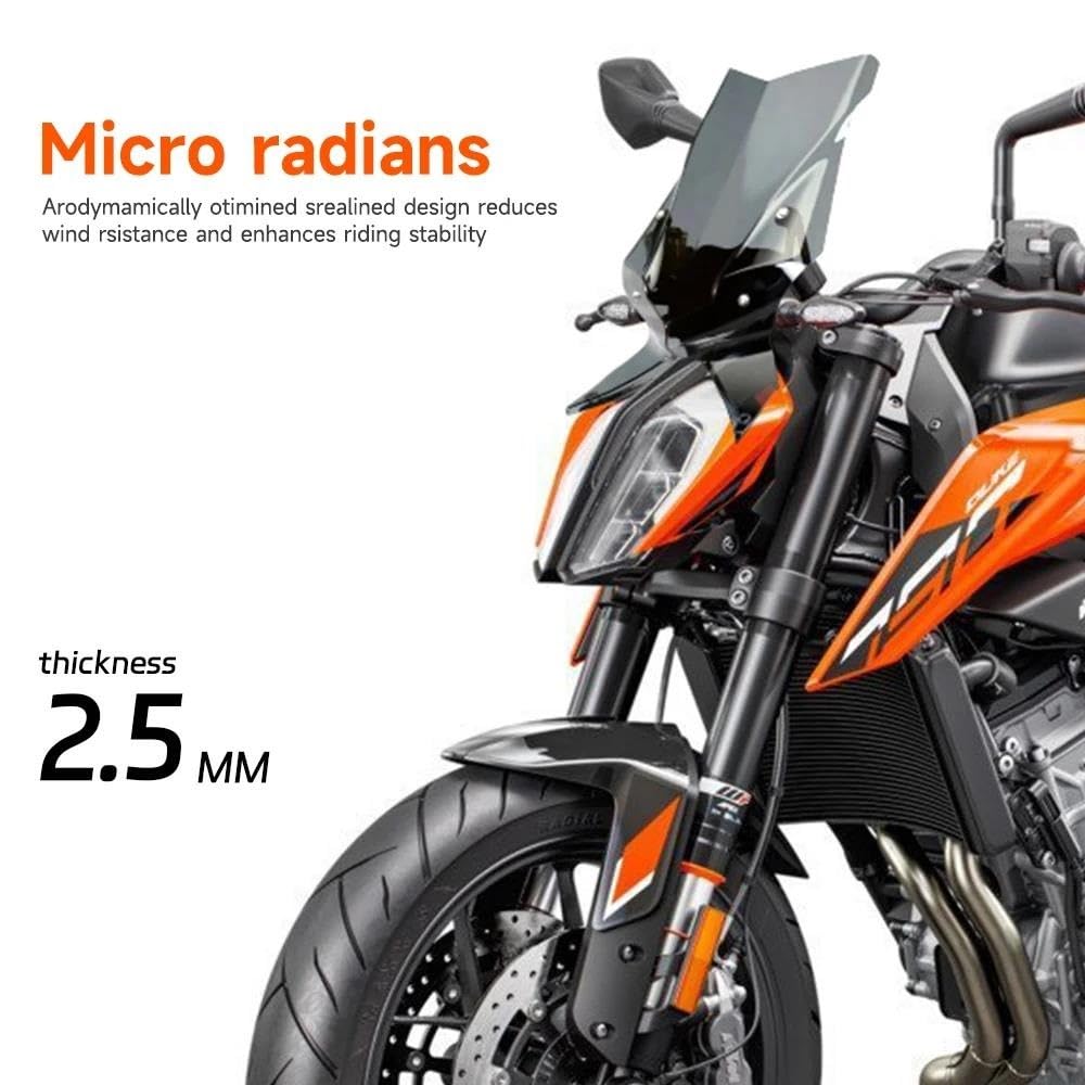 Do 790 Duke 2018-2024 890 2020-2023 Szyba Przednia Motocykla Osłona Szyby Przedniej Deflektora Przedłużenie szyby motocykla(Gray)