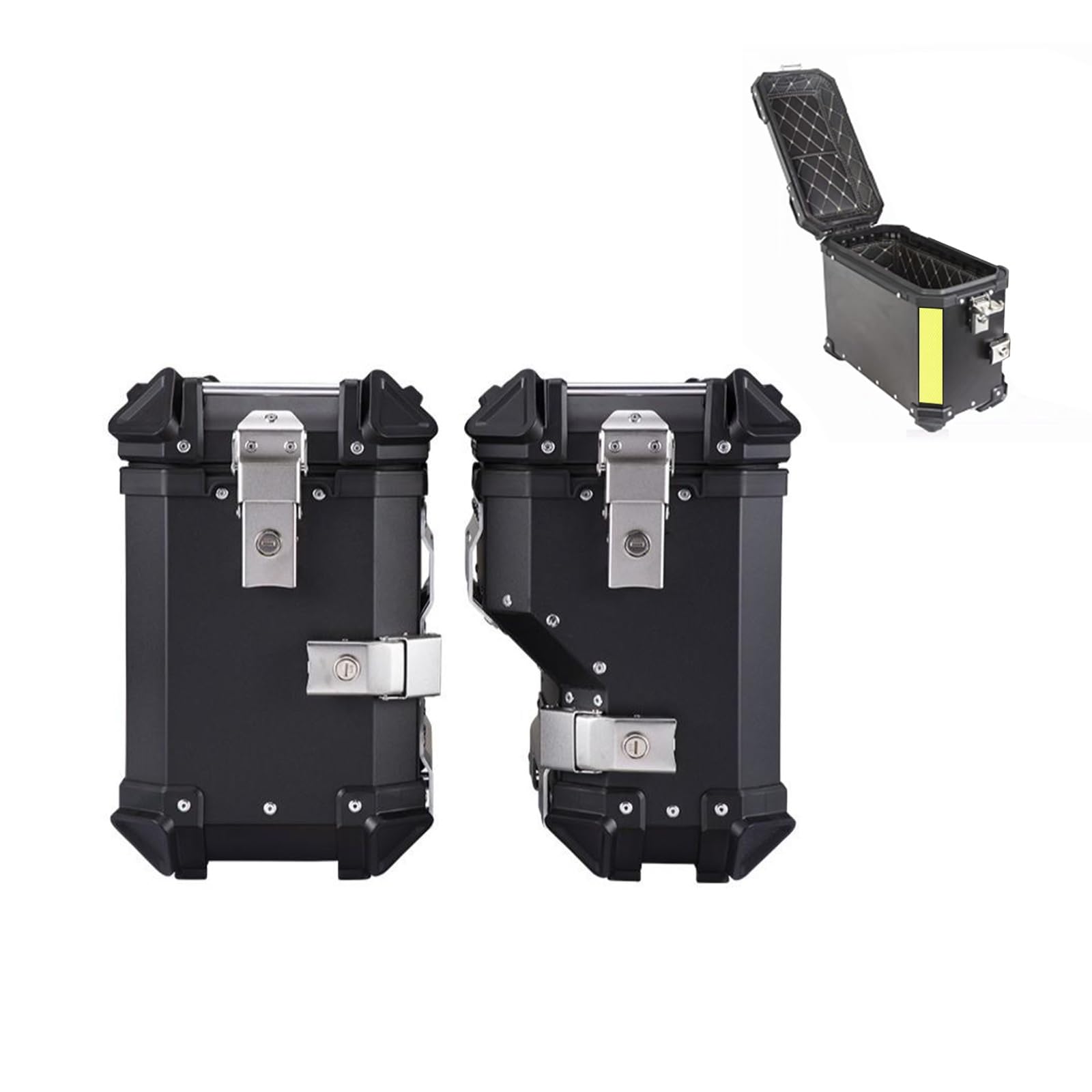 Xzomystify 38L Aluminum Motorcycle Side Bag Heavy Duty Motorcycle Trunk Box Side Cases Motorcycle Include Left and Right Waterproof Motorcycle Tail Box Trunk Motorcycle Helmet Luggage Storage(Black)