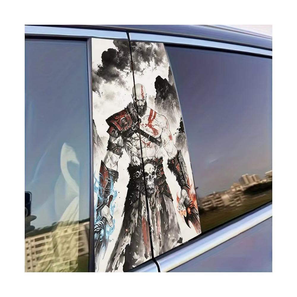 Decorative Items 2 PCS Car Window Pillar Stickers Kratos Glossy Protective Polyethylene Film