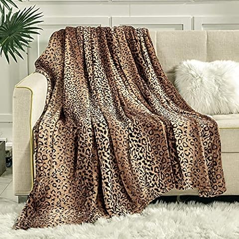 Viviland Flannel Fleece Blanket Twin Size 60x80 inches, 280 GSM Lightweight Blanket for Couch Sofa Bed, Super Soft Cozy Warm Blanket, Leopard Print Cover