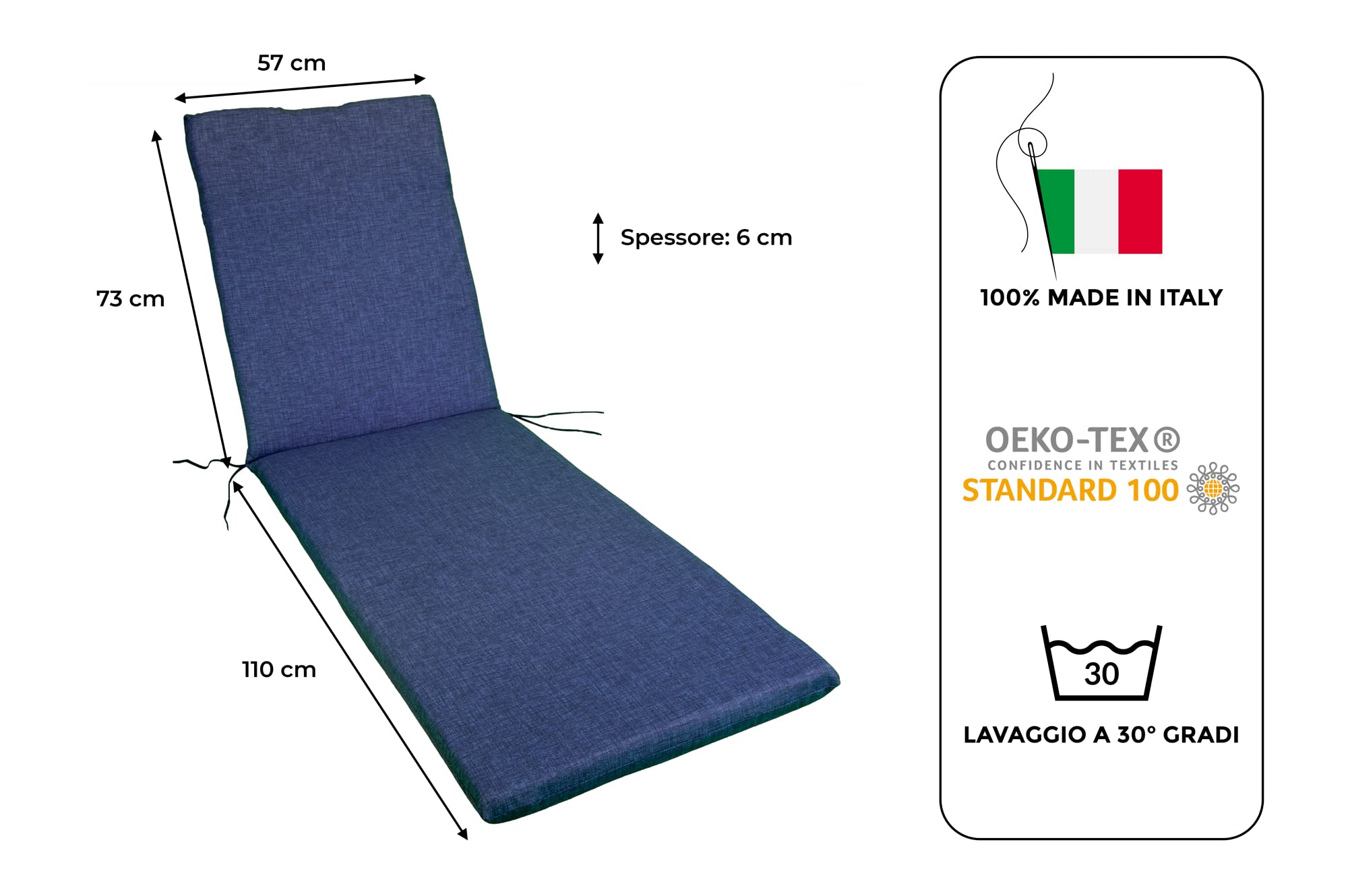 Cuscino Per Lettino Prendisole GHIOCUSCINI - Cotone/Poliestere Ecru, Made In Italy - Foto 7