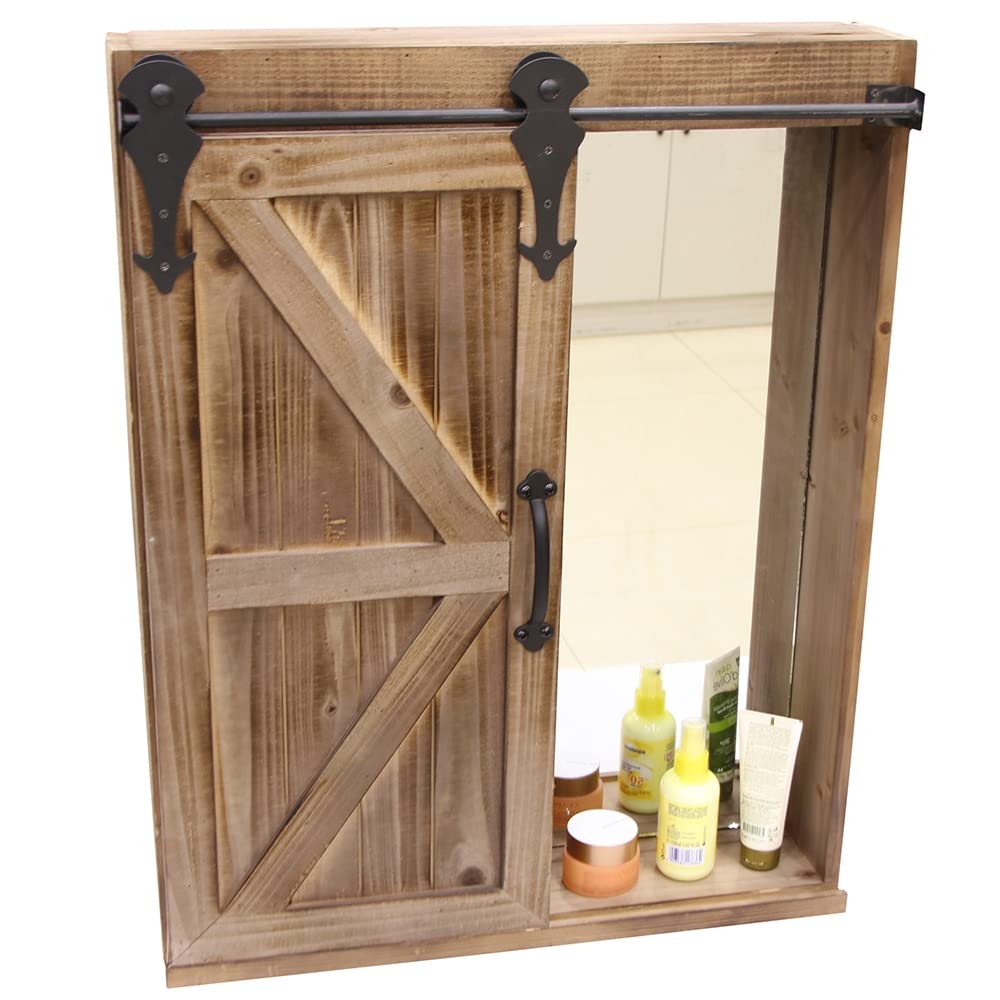 Melko Armoire murale à porte coulissante - Armoire à miroir - Armoire de salle de bain - Marron - Pour le salon