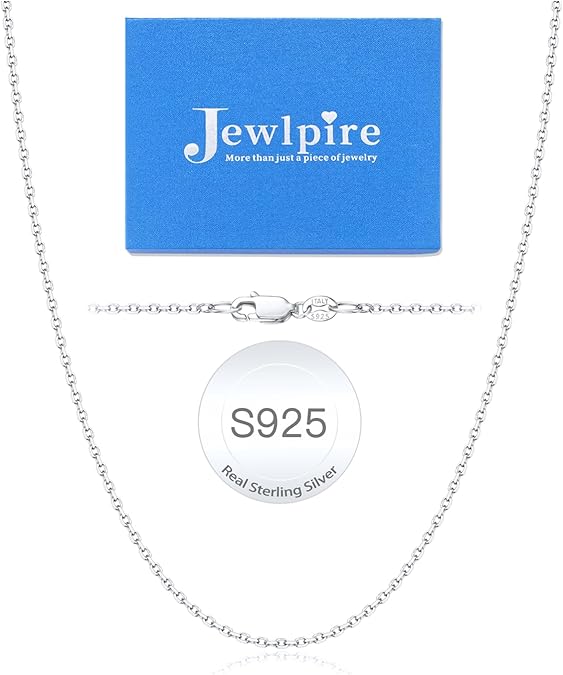Jewlpire Italian 14K Real Gold Over 925 Sterling Silver Chain Necklace for Women, 1.1mm 1.3mm Cable Chain Necklace Hypoallergenic & Comfortable Women's Chain Necklaces 14 16 18 20 22 24 26 Inch