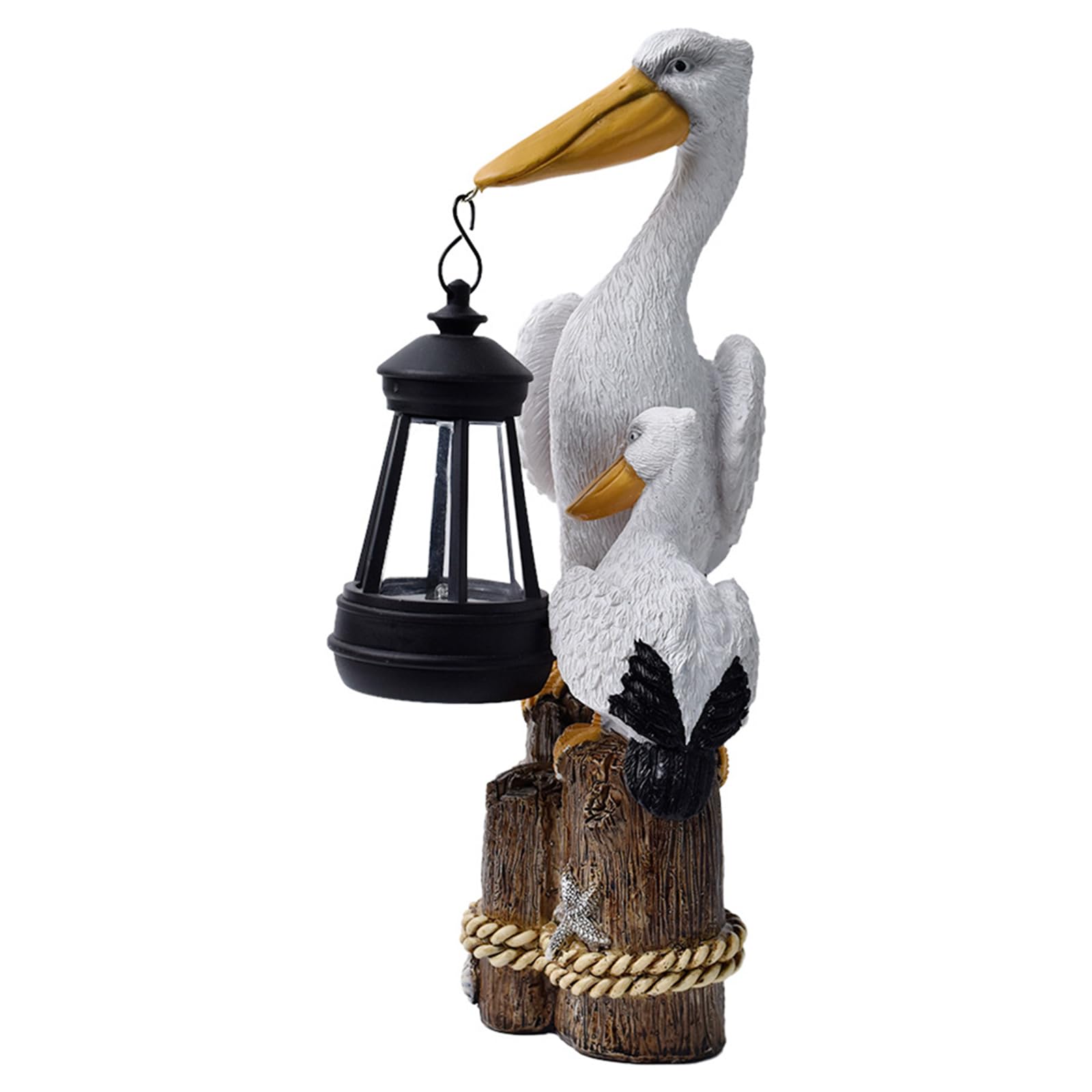 Pelican Garden Figure LED Lantern with Solar Light Cute Sculpture Lamp Ocean Bird Art Ornament for Outside Yard Balcony Porch Patio and Pool (Chandelier) (C)