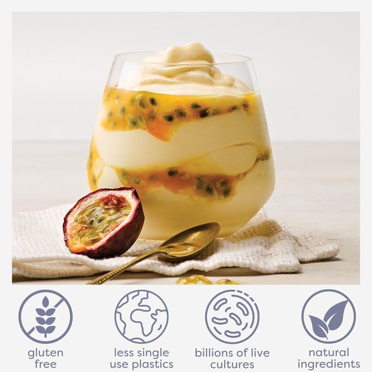 EasiYo Joghurt nach griechischer Art mit Passionsfruchtgeschmack, 8 Beutel | Jeder Beutel ergibt 1 kg Joghurt
