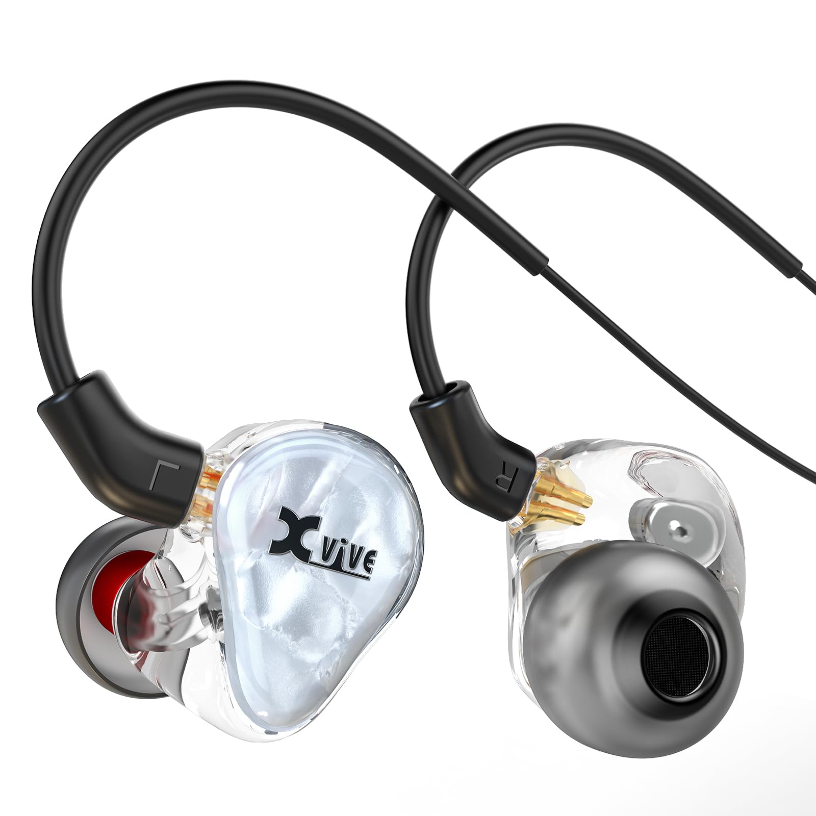 Xvive T7 Hybrid-Driver Wired in-Ear Monitors for Musicians | 1 DD and 1 Knowles BA Driver…