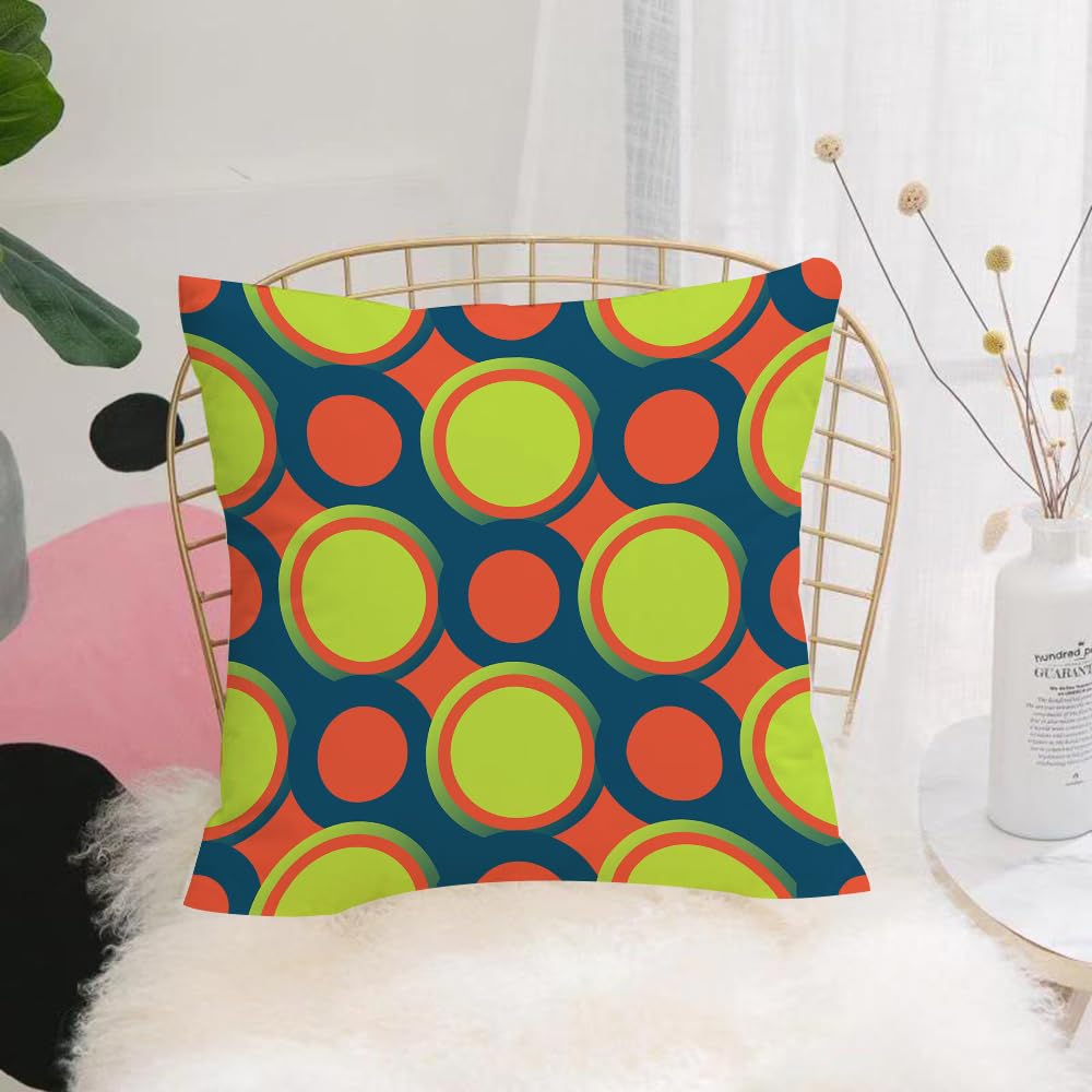 Hyosxw Retro Motif, Spotted With Orange And Green C - A10 Cushion Cover,Throw Pillow Case Home Decorative For Living Room Bedroom Sofa Chair 18X18 Inch,Retro Motif, Spotted With Orange And Green Circles In A Diagonal Direction,Pillowcase 45X45cm