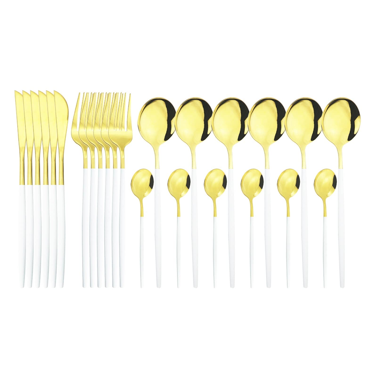 Couverts en Or Noir 6/24 pièces Ensemble de Couverts dorés Ensemble de Vaisselle en Acier Inoxydable Ensemble de cuillères à café Vaisselle fourchettes Couteaux cuillères Nouveau Leisurely (Co