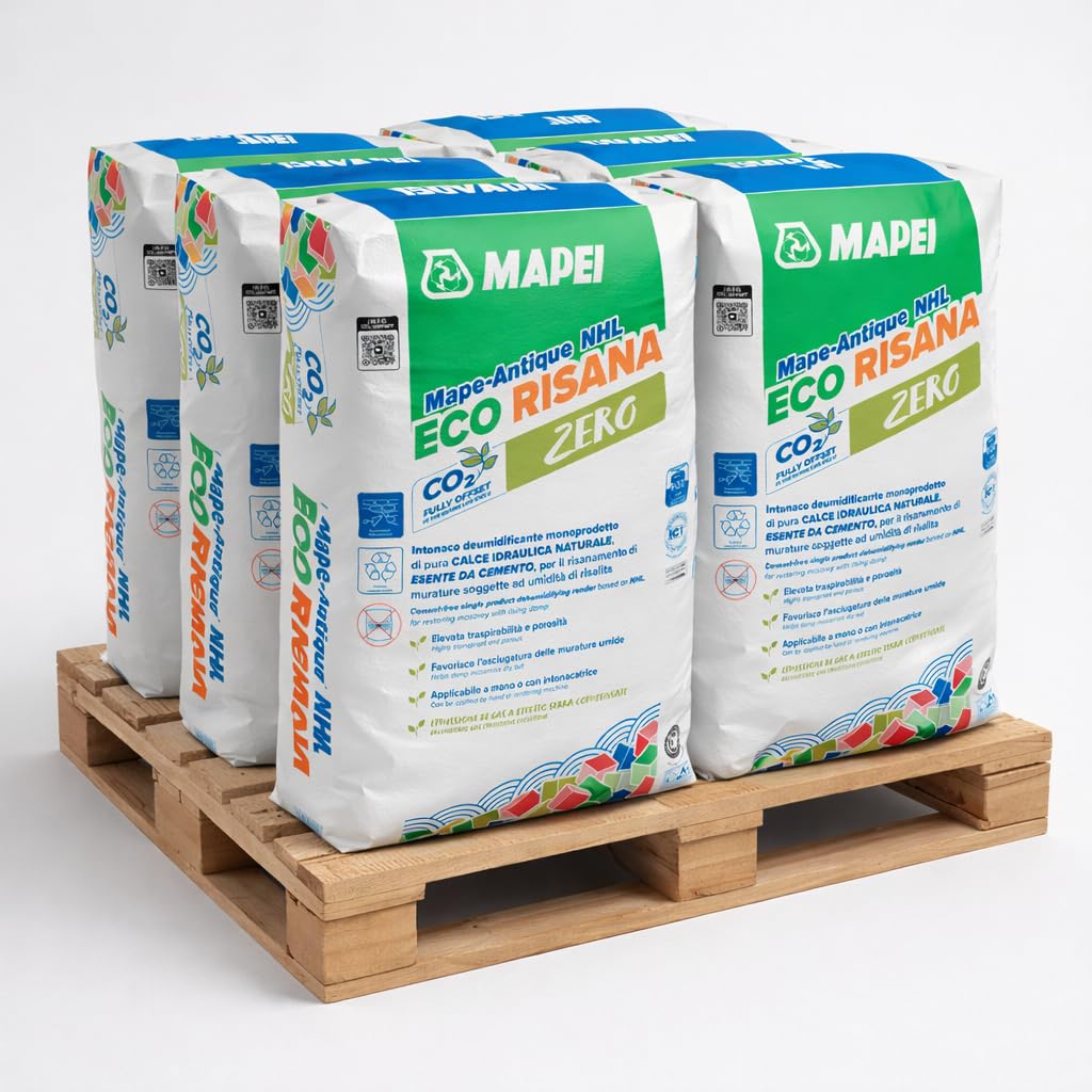 MAPEI Intonaco Deumidificante a Base di Calce Idraulica Naturale, Traspirante, per Risanamento Murature, Mape Antique NHL Eco Risana 20 kg (6)