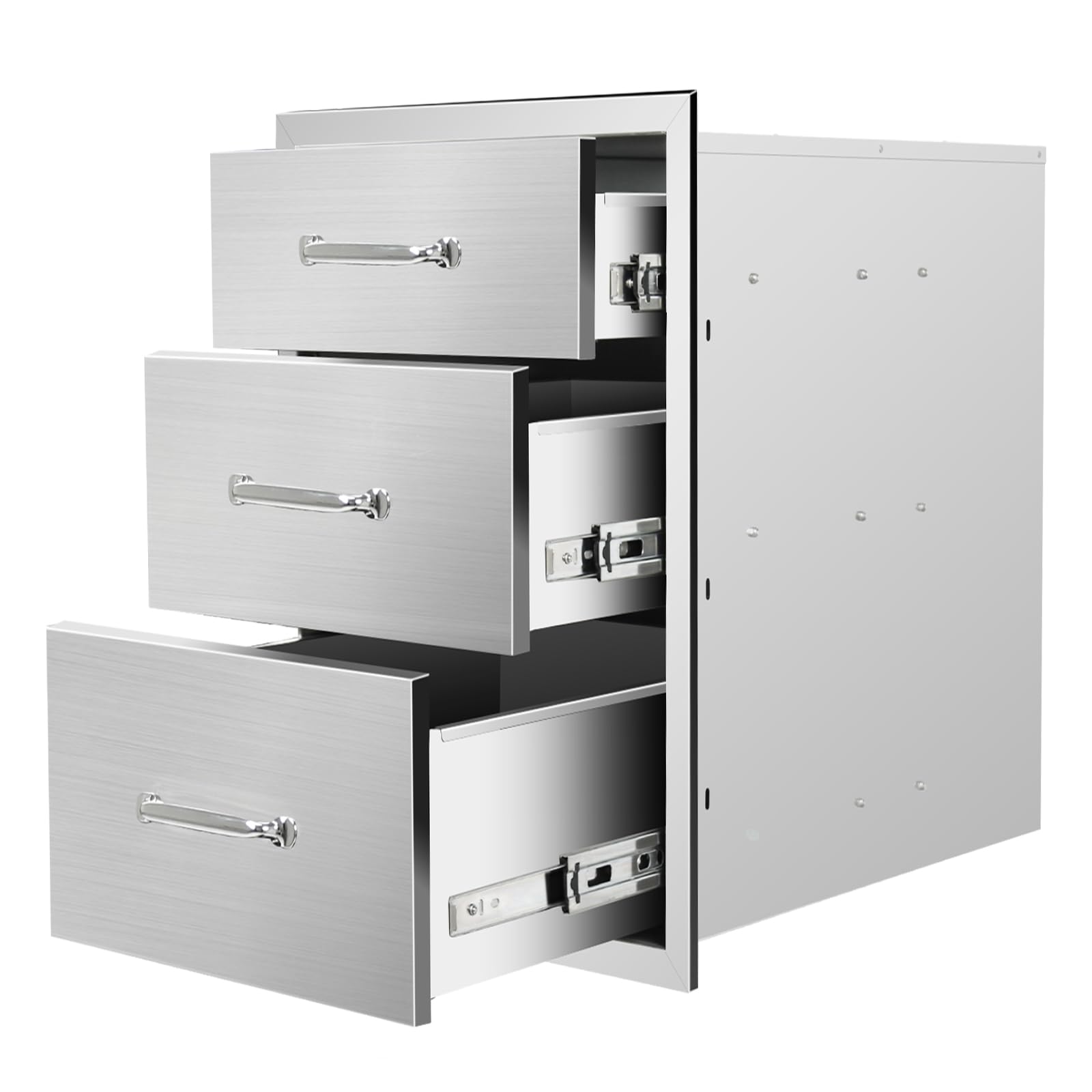 Outdoor Kitchen Drawers 18''Wx 24''H x 23''D Triple BBQ Drawers Stainless Steel Built-in Drawer for Outdoor Kitchen Island, Patio Grill Station