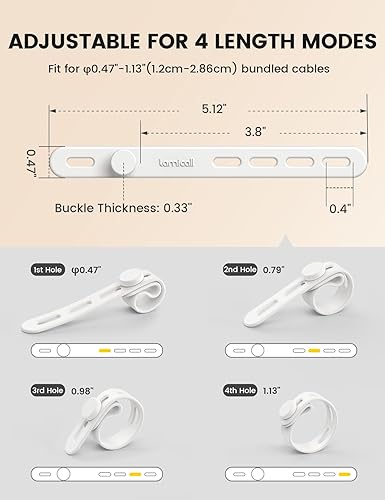 Miniatura 5 de Paquete de 10 bridas de silicona para cables, organizador de bridas elásticas de Lamicall para viajes, artículos imprescindibles para viajes,