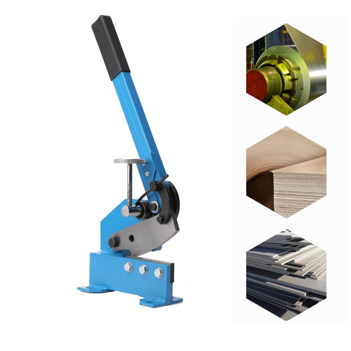 Ecutee Blue Hand Lever Scissors 200Mm Sheet Metal Lever Cutter Shear Machine, Metal Cutter Manual Shearing Machine Bench Scissor Cutter Manual Plate Flat Steel Sheet Cutting Cutter Shear