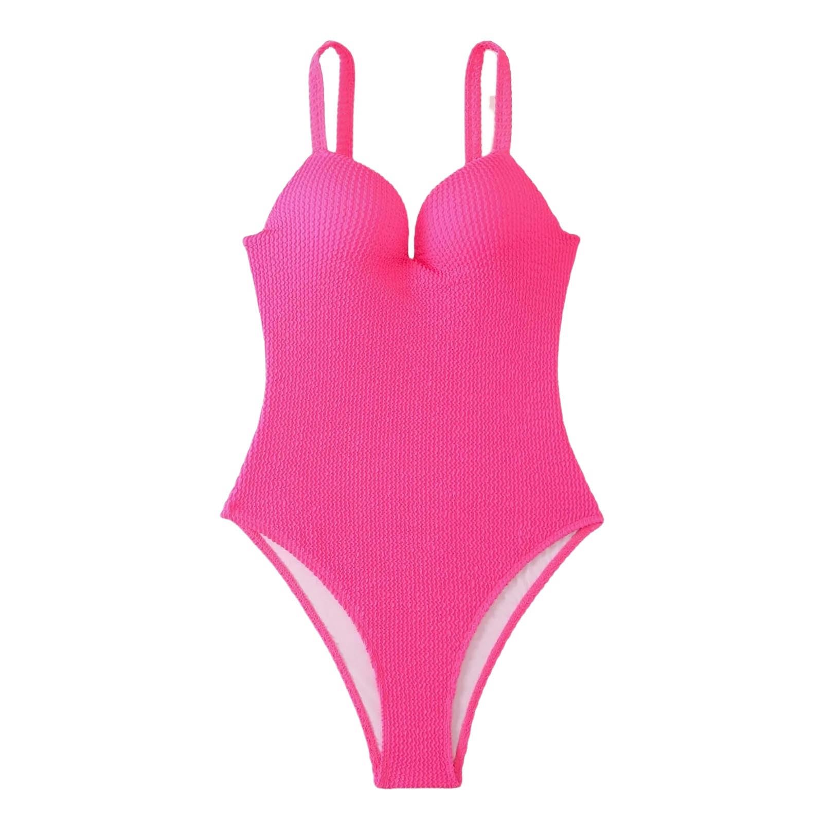 Damskie bikini Push Up strój kąpielowy damski jednoczęściowy damski body kąpiące się lato odzież plażowa-różowy-s