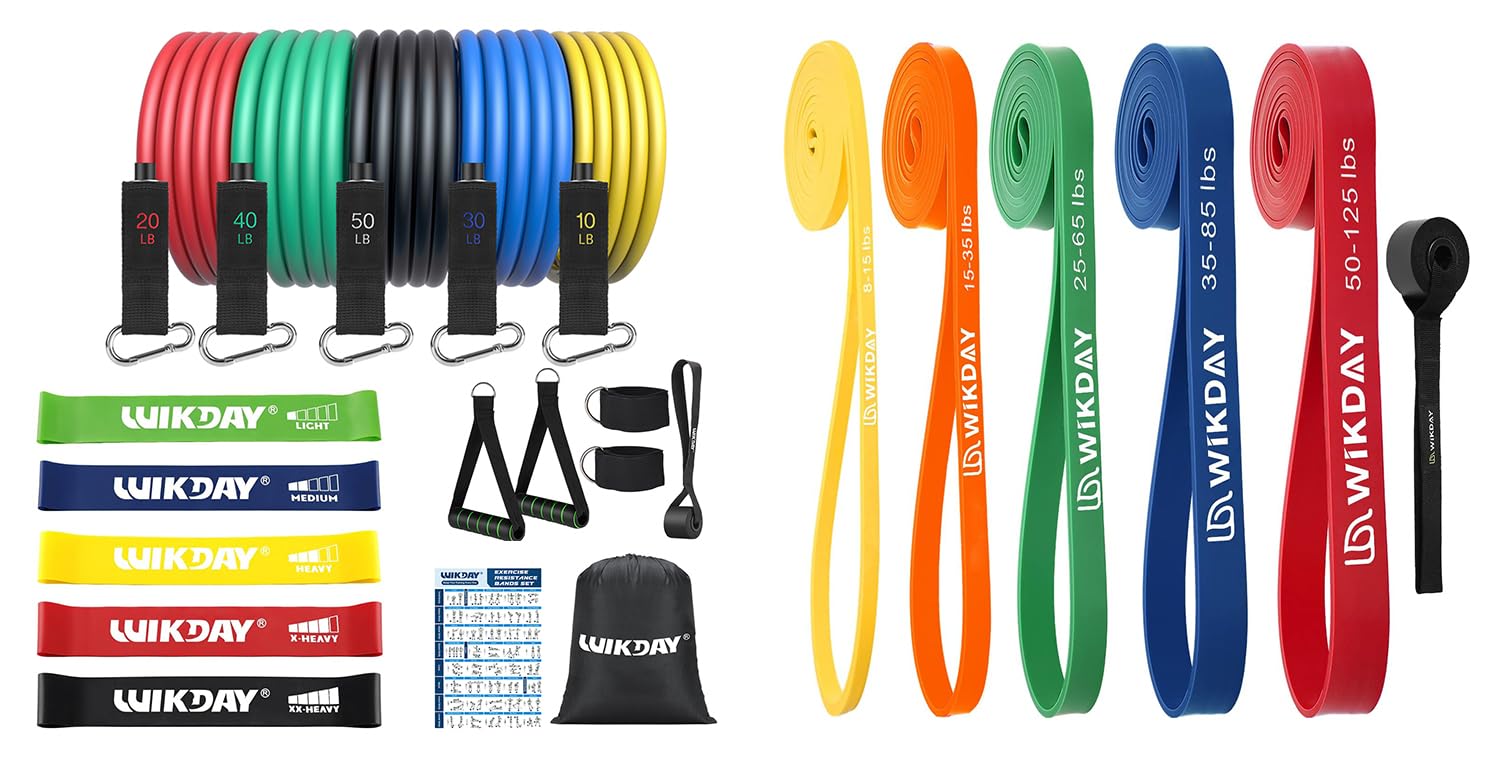 Exercise Bands Resistance Bands Set 23 PCS Total Pull Up Bands Mini Bands Resistance with Handle Door Anchor for Men Women Body Stretching, Crossfit Training, Home Workout, Physical Therapy