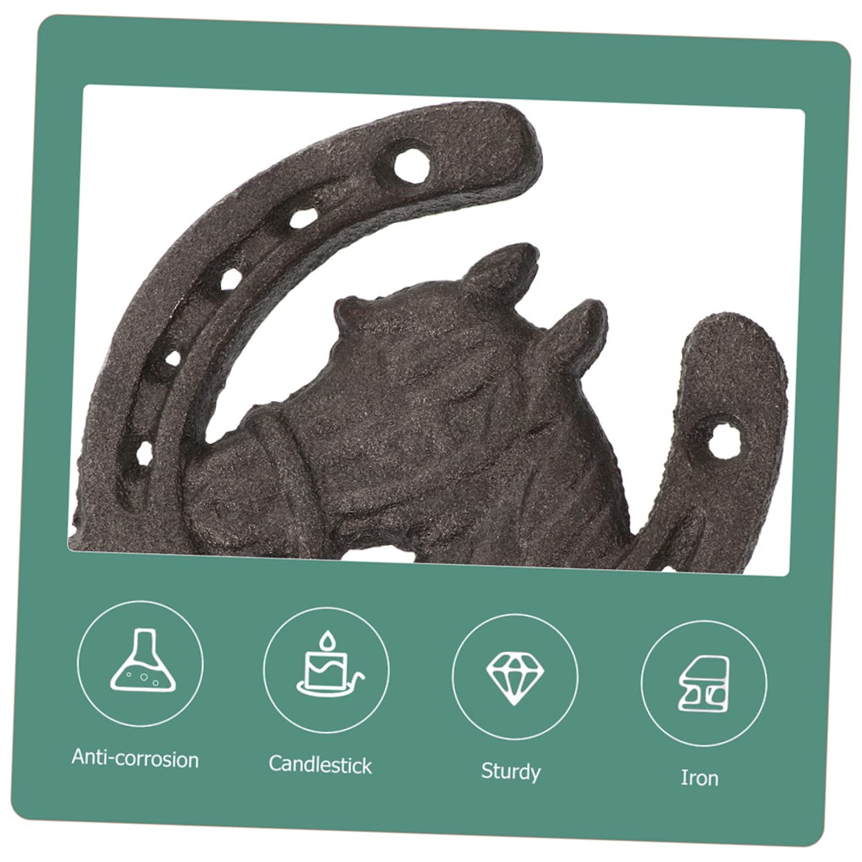 Garneck Set di 4 Ganci da Parete in Ferro Battuto Design a Ferro di Cavallo, Capacità di Carico Elevata per Appendere Chiavi e Abiti, per Decorazione Domestica Retrò