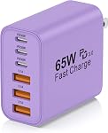 USB C Charger Block,65W 6-Port Multi Device Fast Charger PD QC Wall Adapter | GaN technology saves space and reduces heat,ideal for home,office,travel,wide compatibility for iphone and USBC devices(White