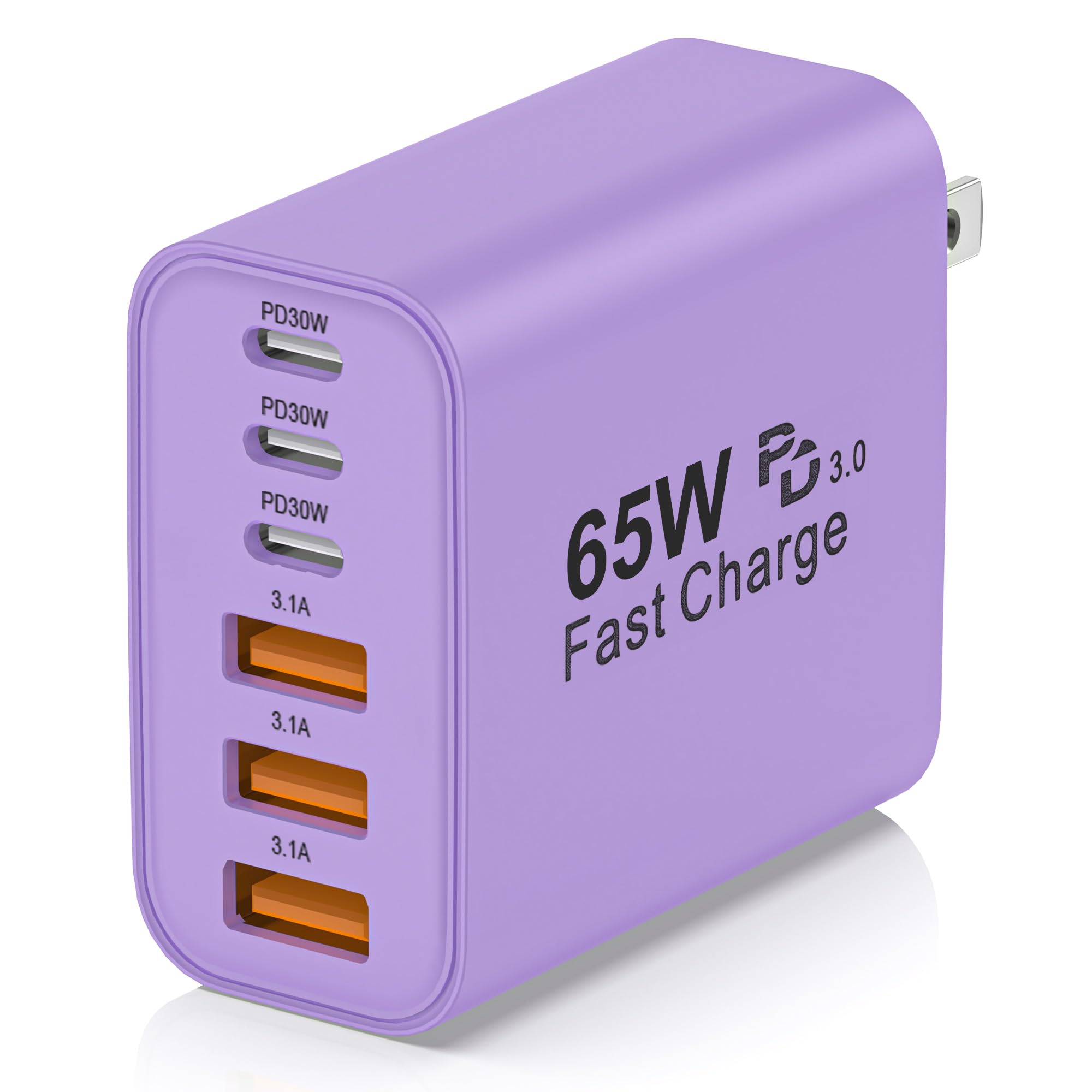 65W USB C Charger Block,6-Port Multi Device Fast Charger PD QC Wall Adapter
