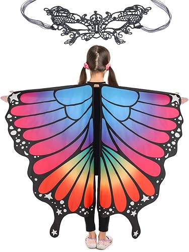 MAGIFIRE Butterfly Wings for Girls, Halloween Costume, Fairy Shawl, Ages 3-15