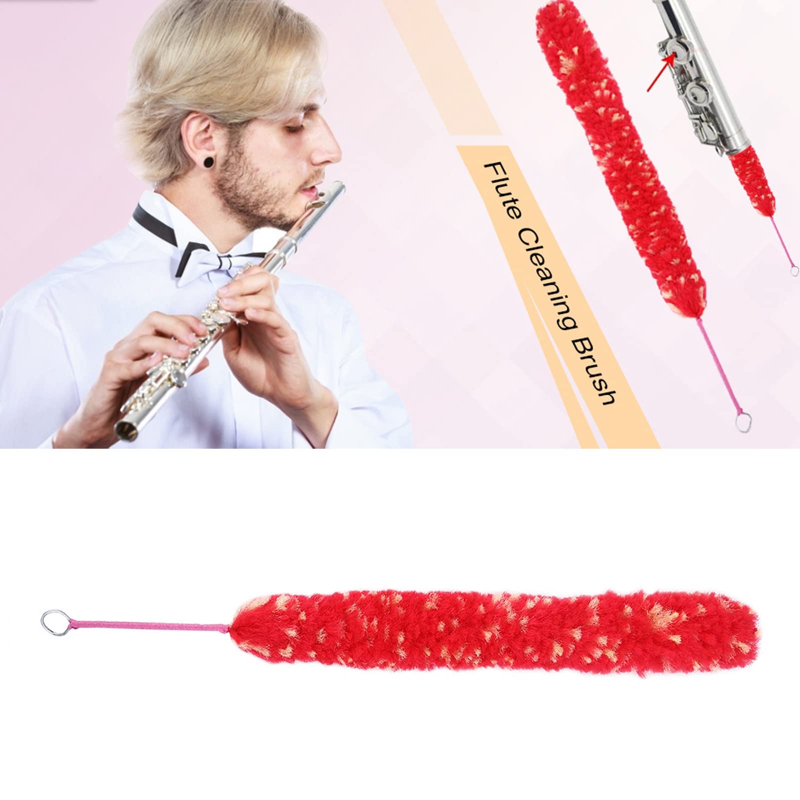 Practical Flute Cleaner with Red Nylon Cleaning Brush - Essential Accessory for Music Instrument Care