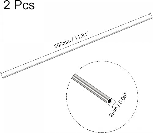 Miniatura 2 de uxcell Tubo redondo de acero inoxidable 304 0.079 in OD 0.012 in espesor de pared 11.811 in longitud 2 piezas