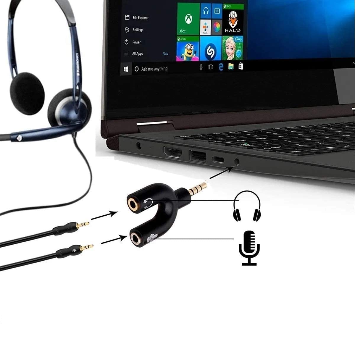 Haokiang Splitter Cuffie 3.5 Mm A U - 2 Pezzi, Adattatore Da 4 Poli Maschio A 2 Femmine 3 Poli Per Audio E Microfono