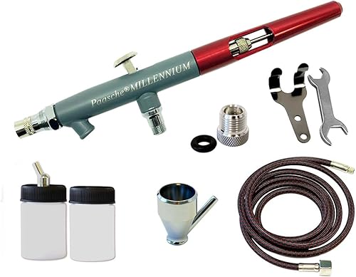 Paasche Airbrush MIL Kit de alimentación de sifón de doble acción, un aerógrafo preciso y versátil para rociar agua o medios a base de disolventes,