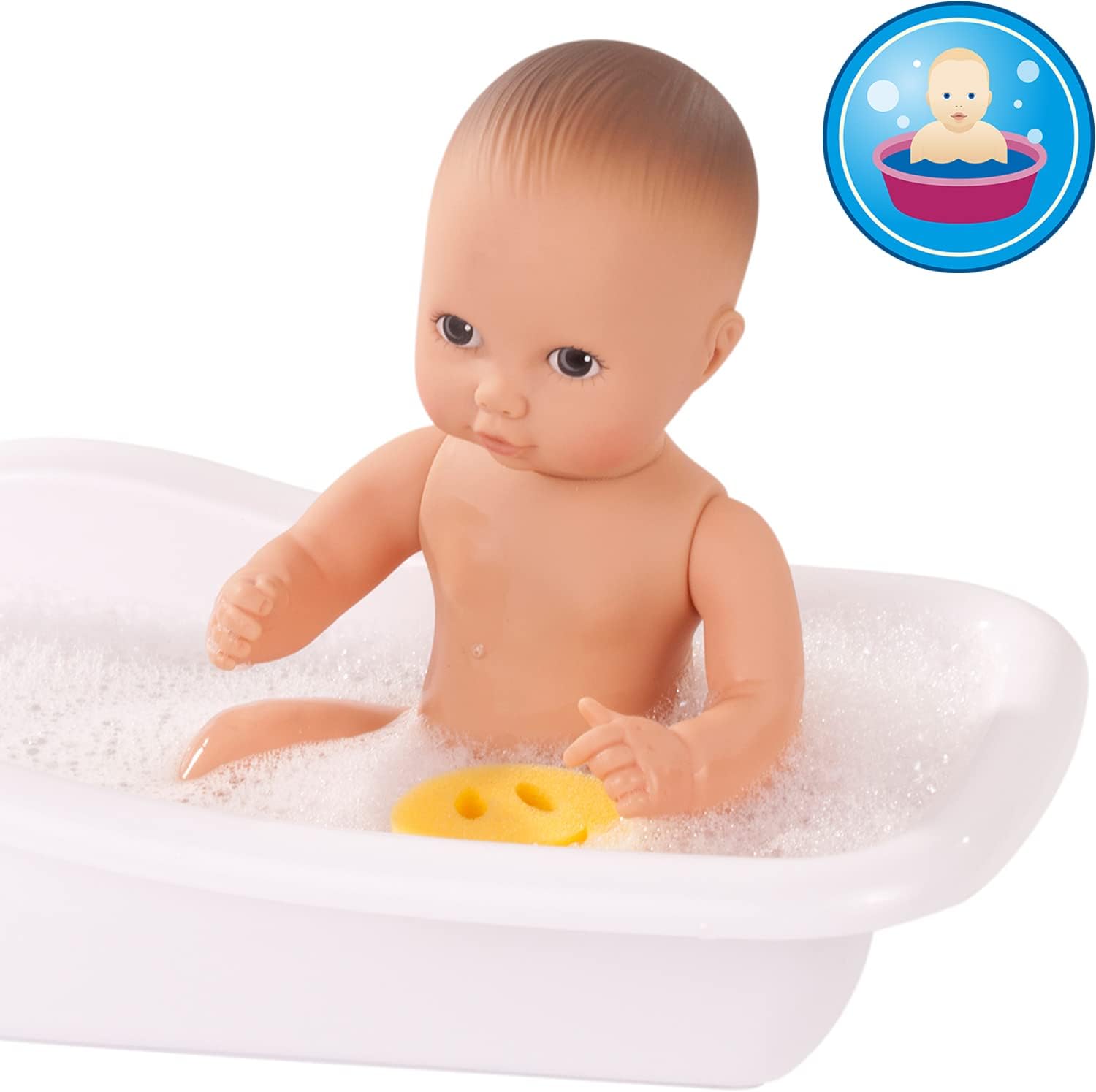 Gotz 2453054 Aquini Girl Urban Stripes - 13" Tall Bath Baby Doll Without Hair and Brown Painted Eyes