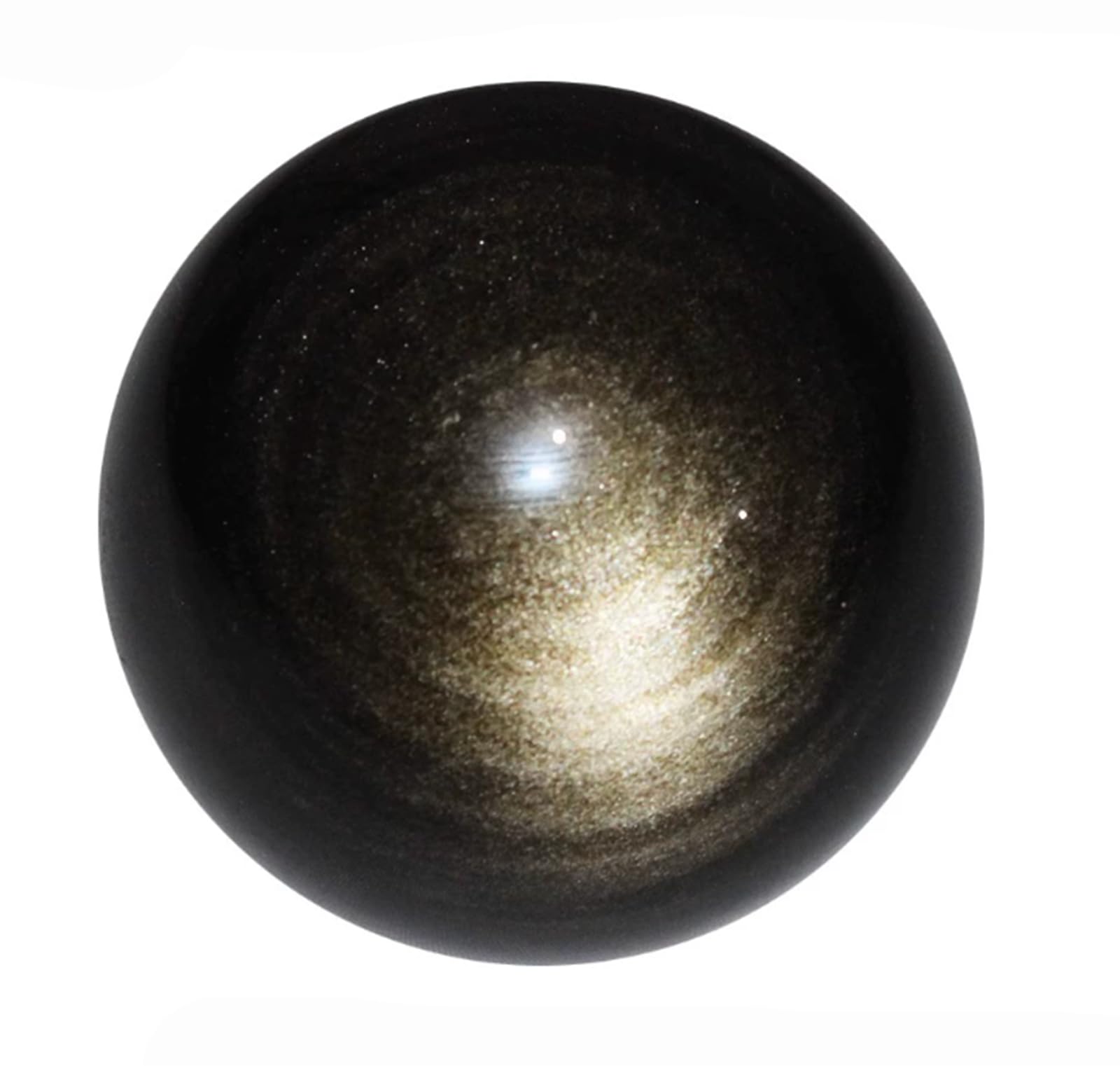 Boule de cristal en obsidienne dorée de 10cm : sublimez votre espace de méditation
