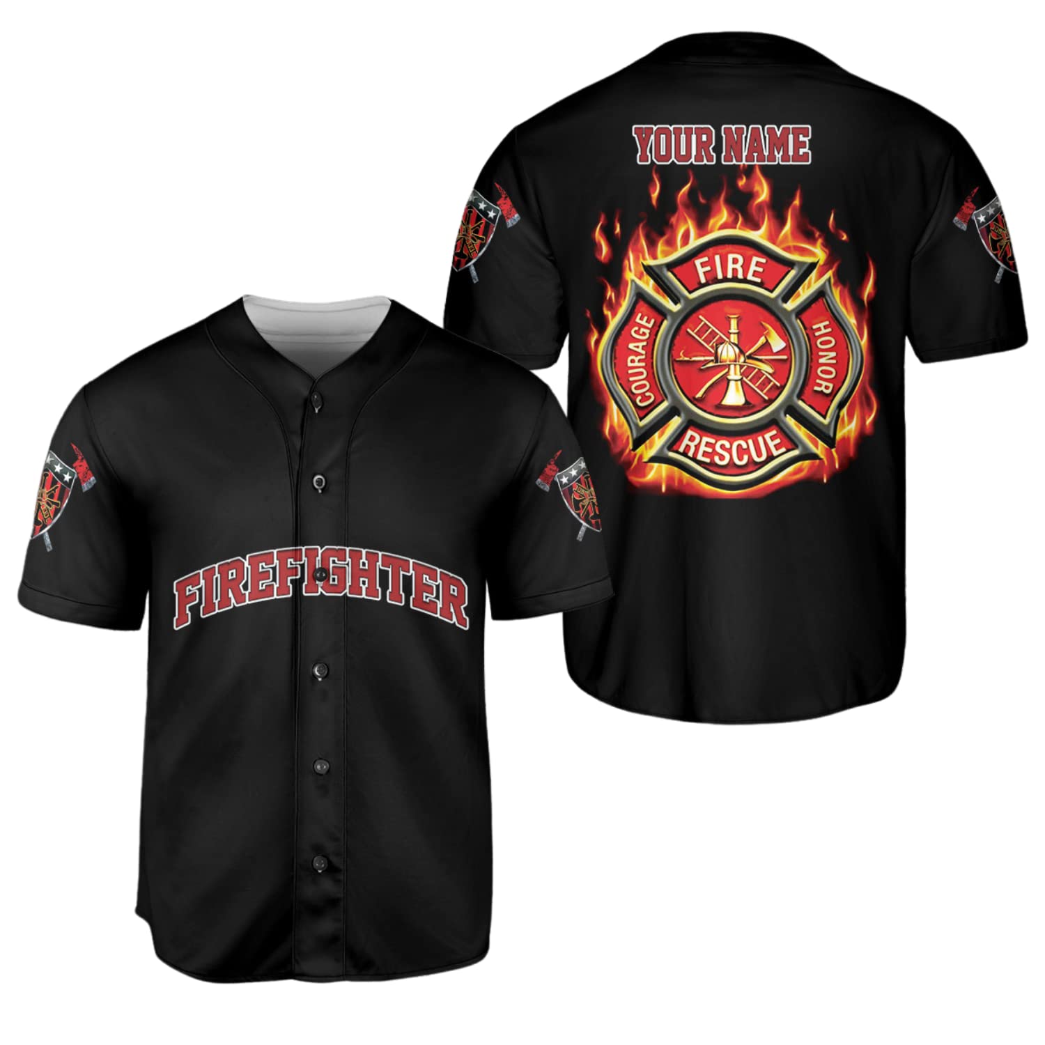 Personalized Firefighter Baseball Jersey, Custom Name Fire Man Firefighter Gift, Firefighter Gift Men Women 3D Shirt (Style 6)