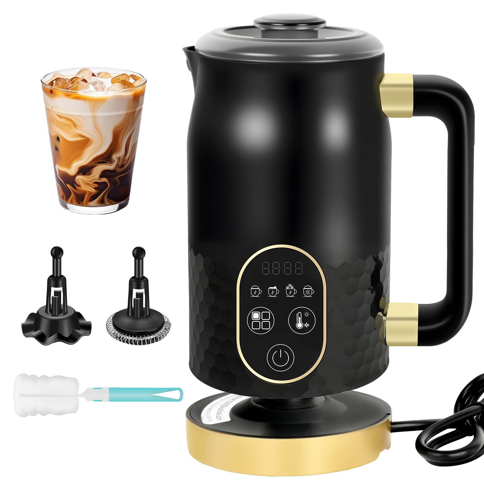 Mousseur à lait électrique - Mousseur à lait 4 en 1 pour chocolat chaud avec contrôle de la température Mousseur à lait automatique pour mousse chaude Elektrischer Milchaufschäumer