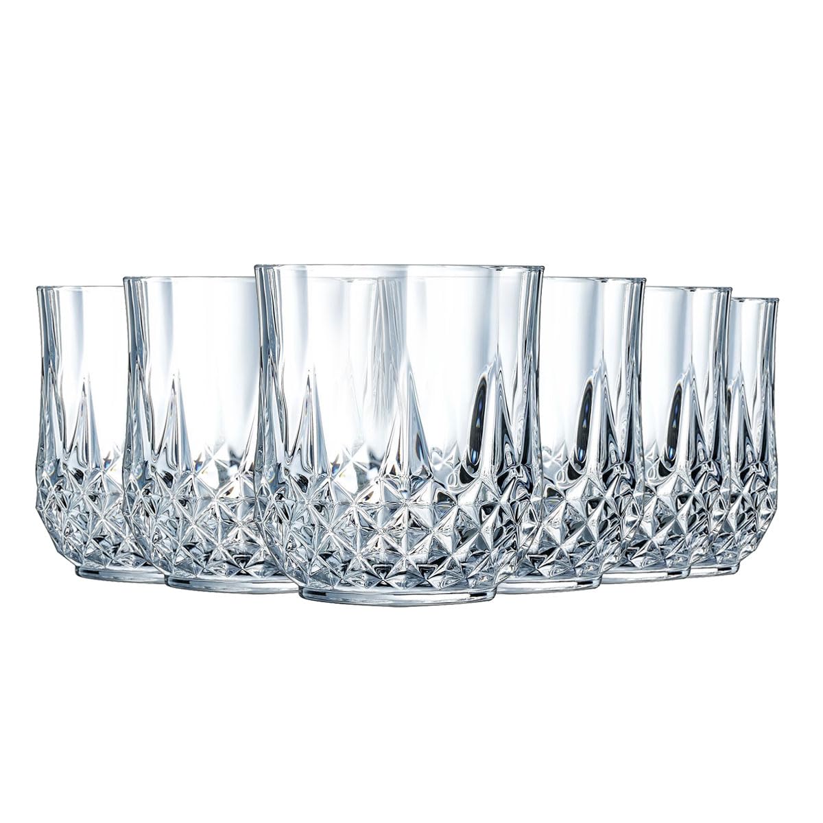 Cristal d'Arques Paris Longchamp Collection 6 Low Kwarx Glasses 32cl – Shine, Transparency and High Resistance – Iconic Moulding – Made in France