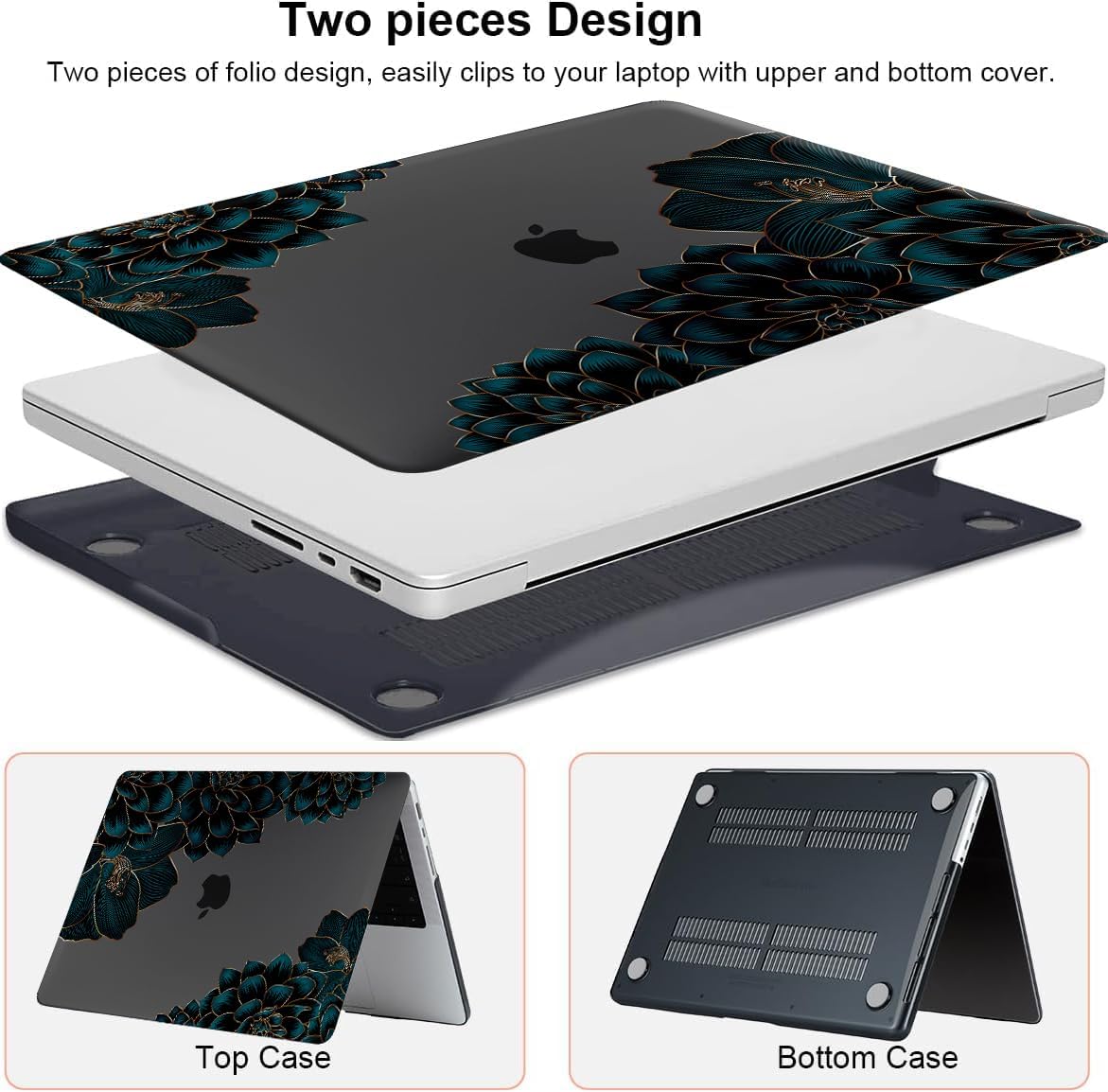 Compatible with MacBook Air 13 inch Case 2021 2020 2019 2018 M1 A2337 A2179 A1932, Clear Case with Floral Design, Cute Aesthetic Plastic Hardshell & Keyboard Cover for Mac Air 13.3, Elegant Dahlia Dahlia Flower