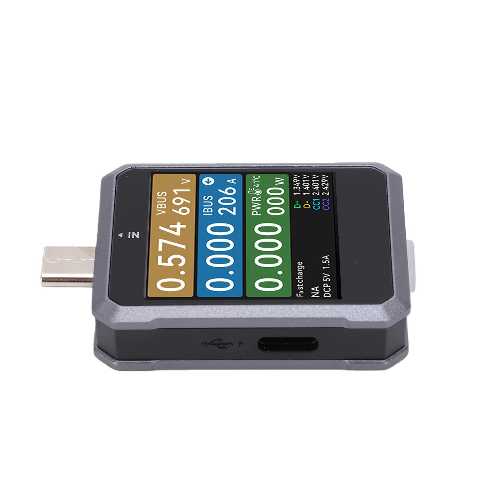 FTVOGUE Tester USB C, ABS Miernik Mocy USB C z detekcją PD3.1, 4 do 50 V 0 do 6,5 A 240 W Śledzenie Pojemności i Energii, dla Inżynierów Hobbystów Naprawa Telefonów Laboratoryjnych Testowanie