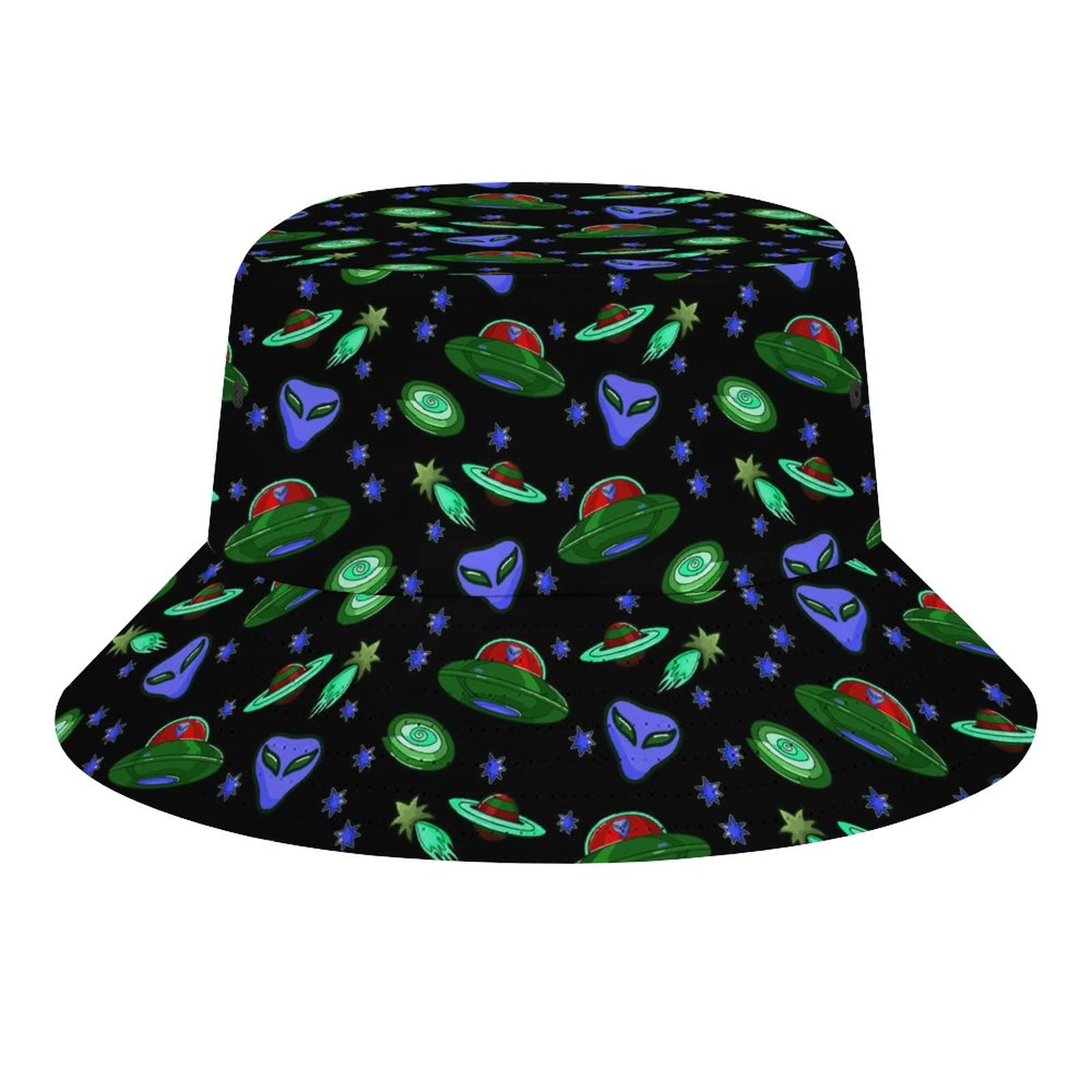 Alien Print Bucket Hat Summer Beach Sun Hat Packable Fisherman Cap