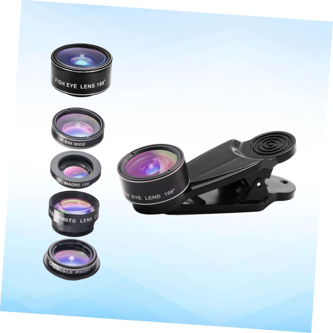 ABOOFAN 3piezas Kit De Lentes para Teléfono Móvil Lentes Ojo De Gran Angular Macro y Teleconvertidor Compatible La Mayoría De Smartphones Fácil Instalación y Alta Definición
