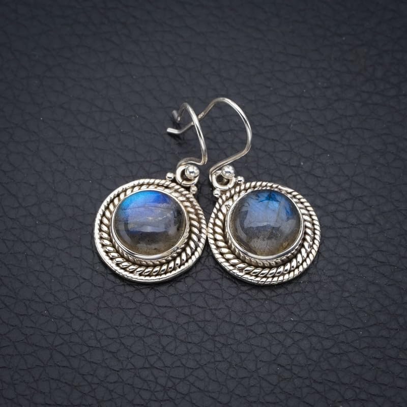 Boucles d'oreilles labradorite argent 925 anti-allergie artisanales StarGems - 2