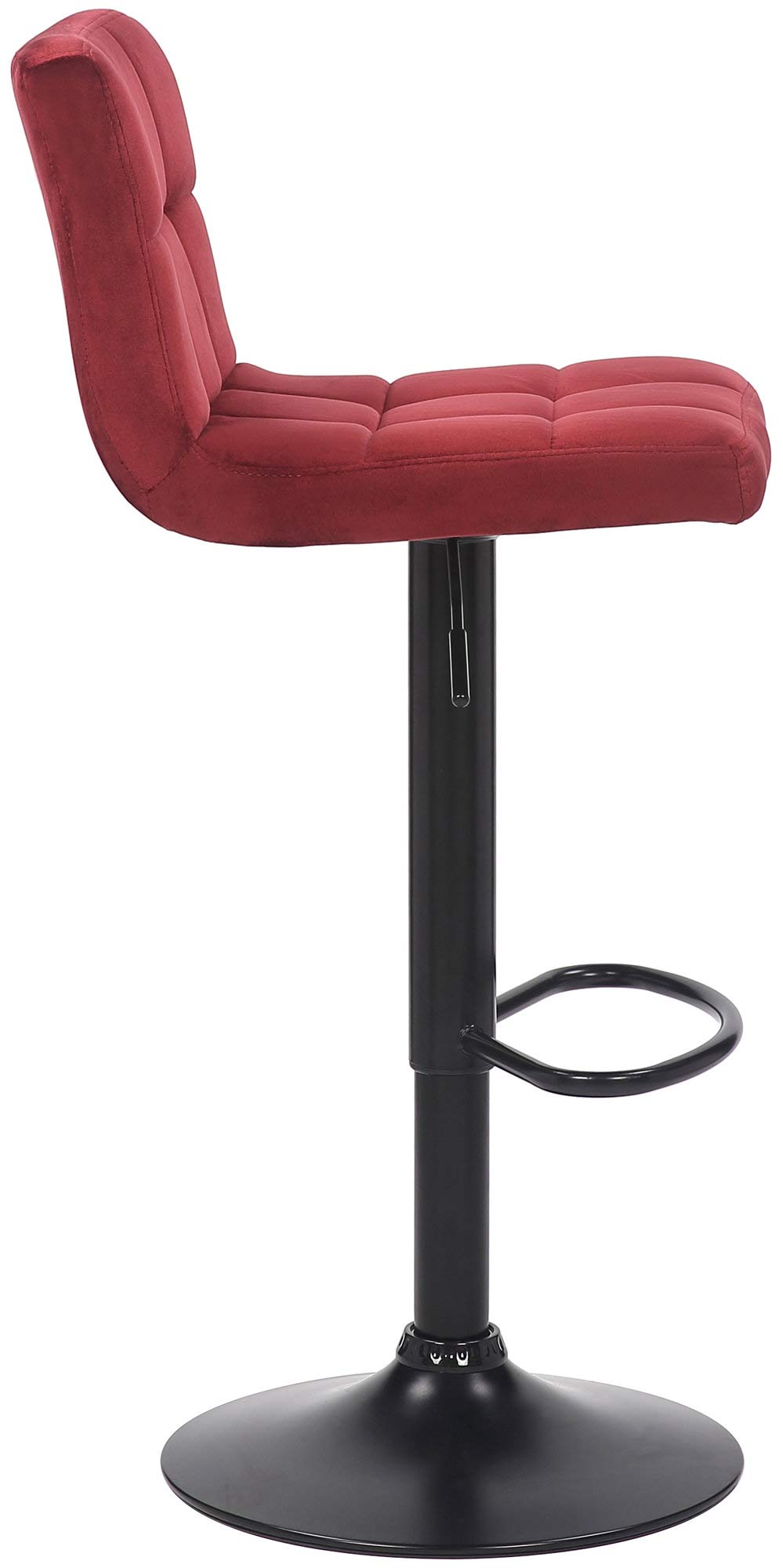 CLP Lot De 2 Tabourets De Bar Feni en Velours I Assise Rembourrée I Piètement Métal Noir I Repose-Pieds I Pivotant I Hauteur Réglable | Couleur Rouge
