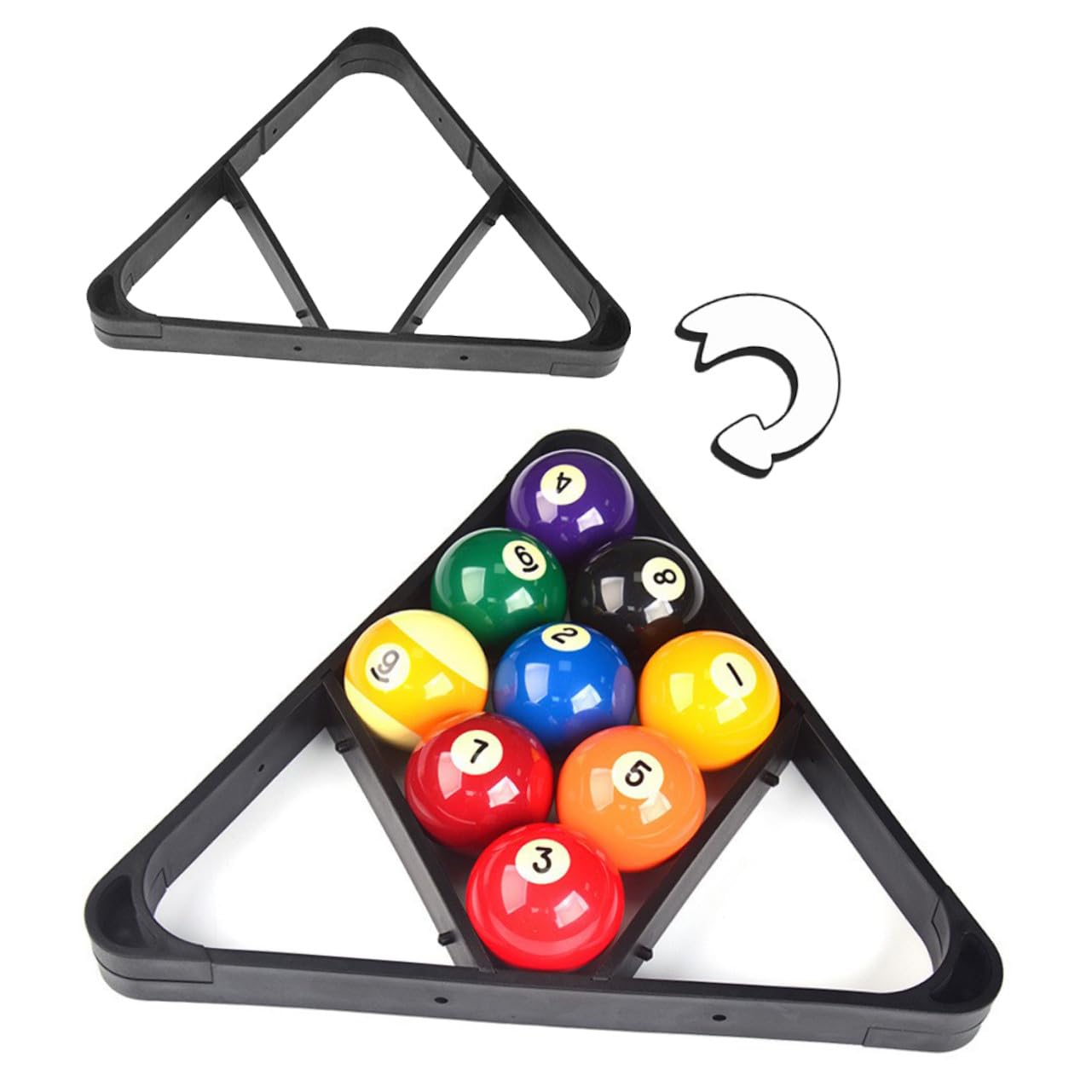 Cabilock Supporto Triangolare Resistente e Facile da Organizzare in Plastica Nera per Palle da Biliardo per Casa e Feste, Adatto a Professionisti e Amatori